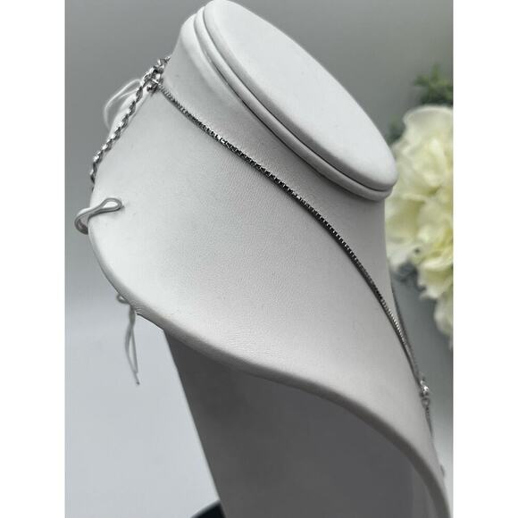 Swarovski Signed Rhodium Sterling Silver Box Chain Crystal Briolett Necklace - Picture 9 of 14